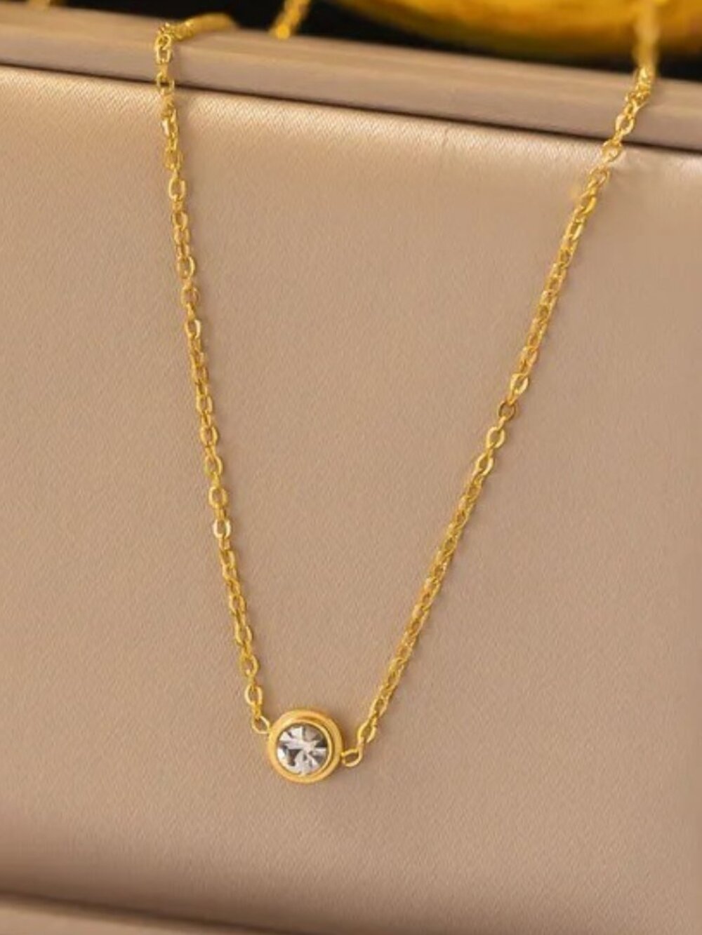 18k Gold Plated Zircon Solitaire Necklace Dainty Minimalist Jewelry